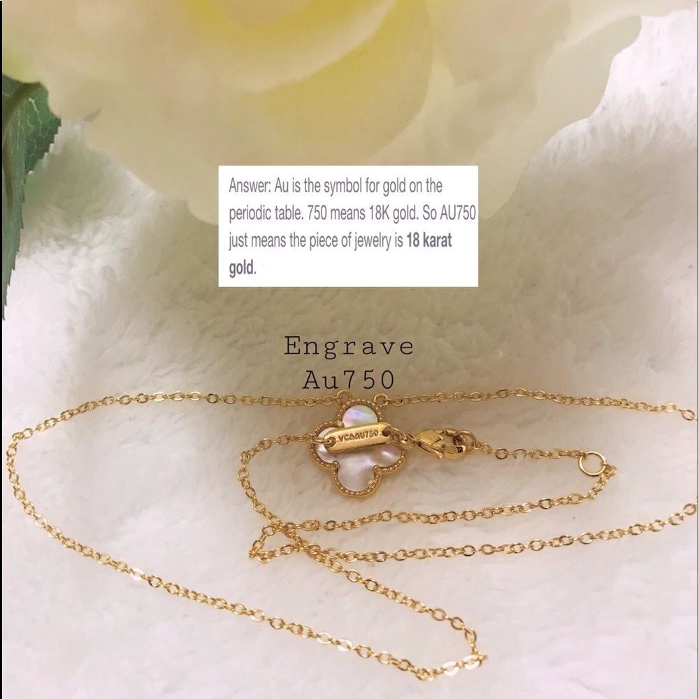 18k Yellow Gold Plated Mother of Pearl Clover Necklace - Picture 5 of 5
